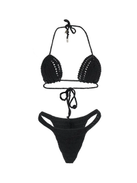Dora Crochet bikini set in black - ghost front view
