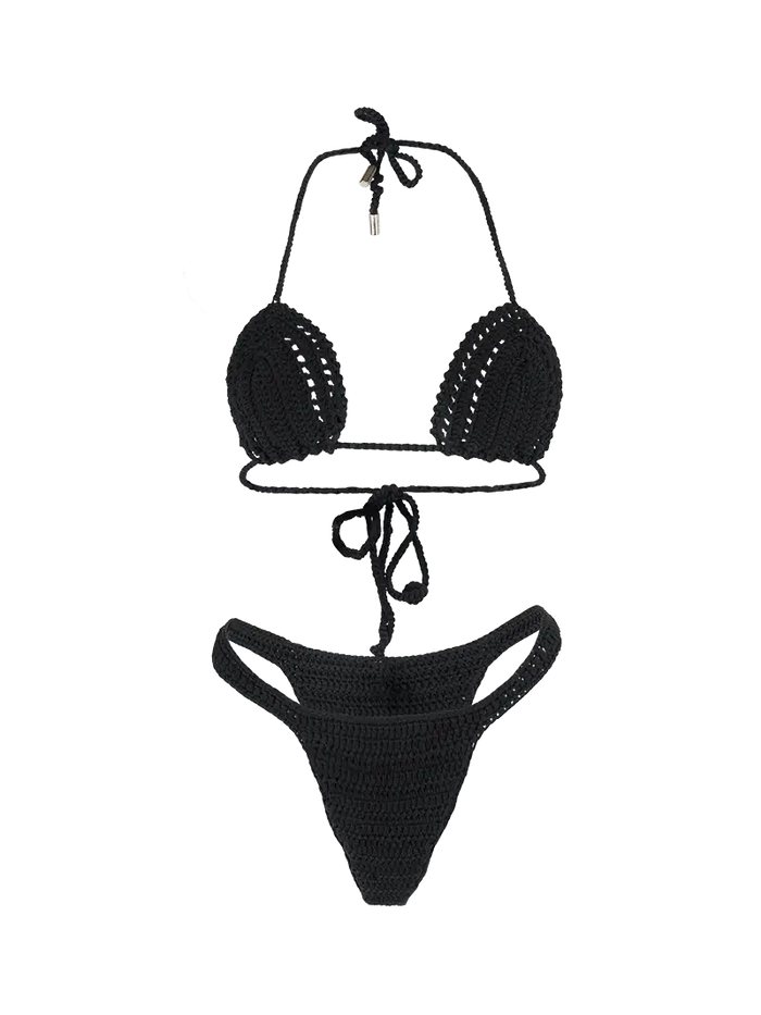 Dora Crochet bikini set in black - ghost front view