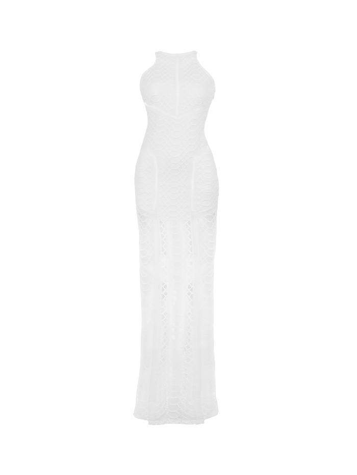 Cleo Maxi Dress White Snake Lace with Double Slits | Lily Jean Cleo Maxi Dress White Snake Lace with Double Slits | Lily Jean
