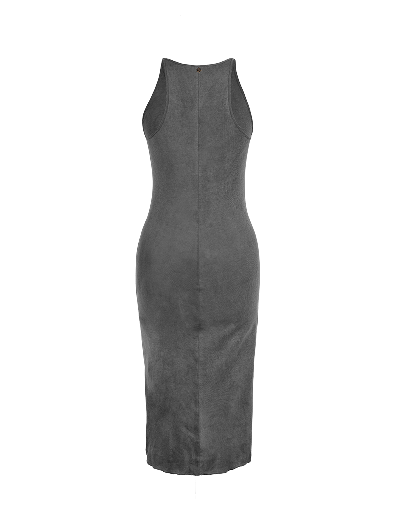 Freya Rib Midi Dress Grey Wash