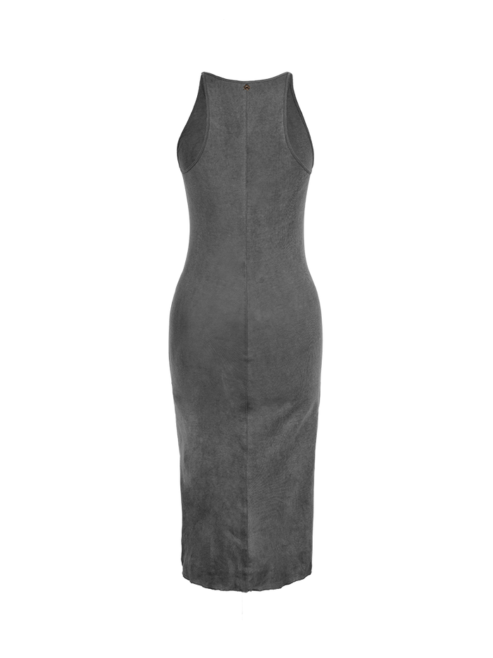 Freya Rib Midi Dress Grey Wash