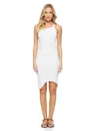Freya Rib Midi Dress White