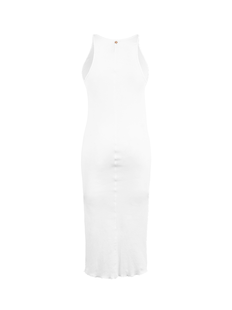 Freya Rib Midi Dress White
