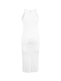 Freya Rib Midi Dress White