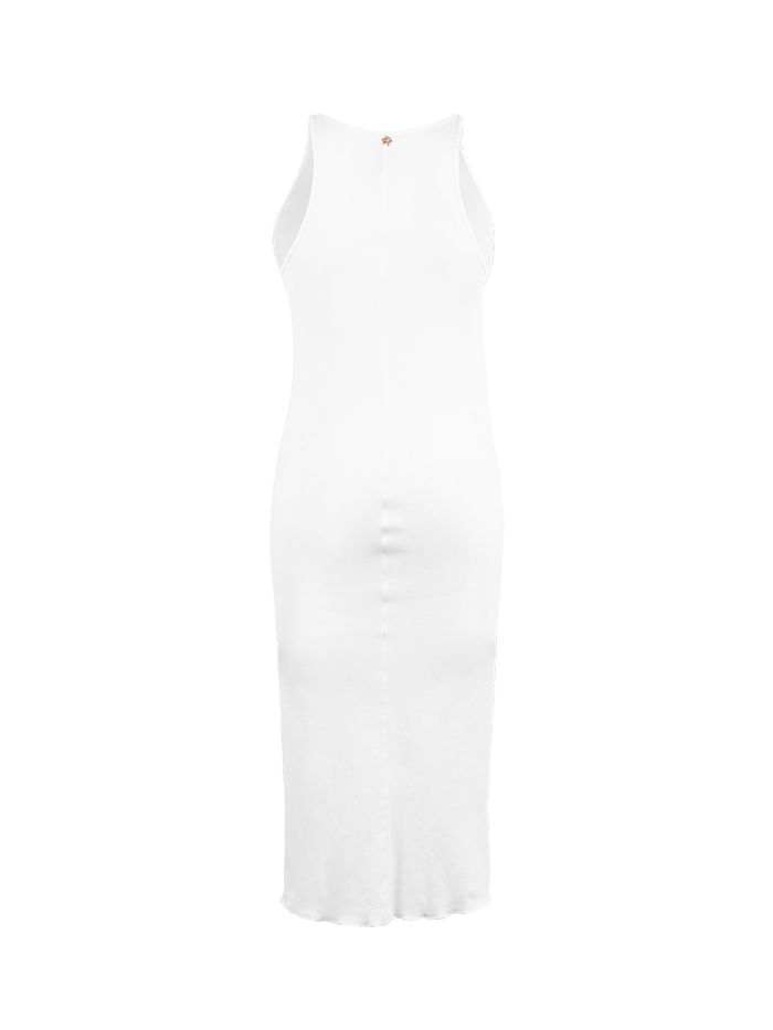 Freya Rib Midi Dress White