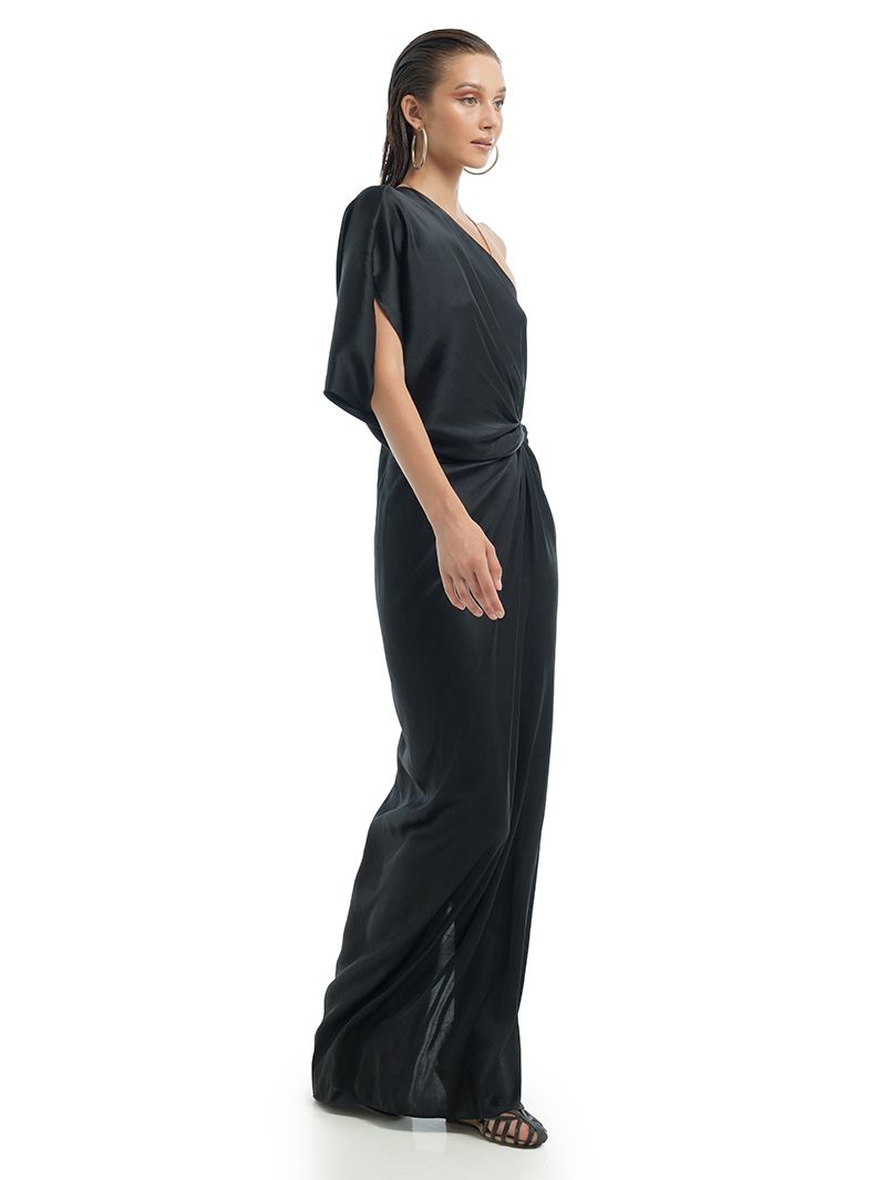 Ganesha Maxi Dress in black, side view - worn by model