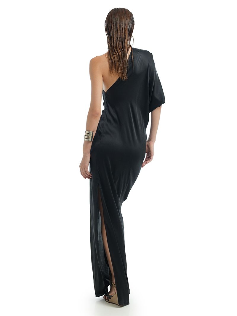 Ganesha Maxi Dress in black, back view - worn by model