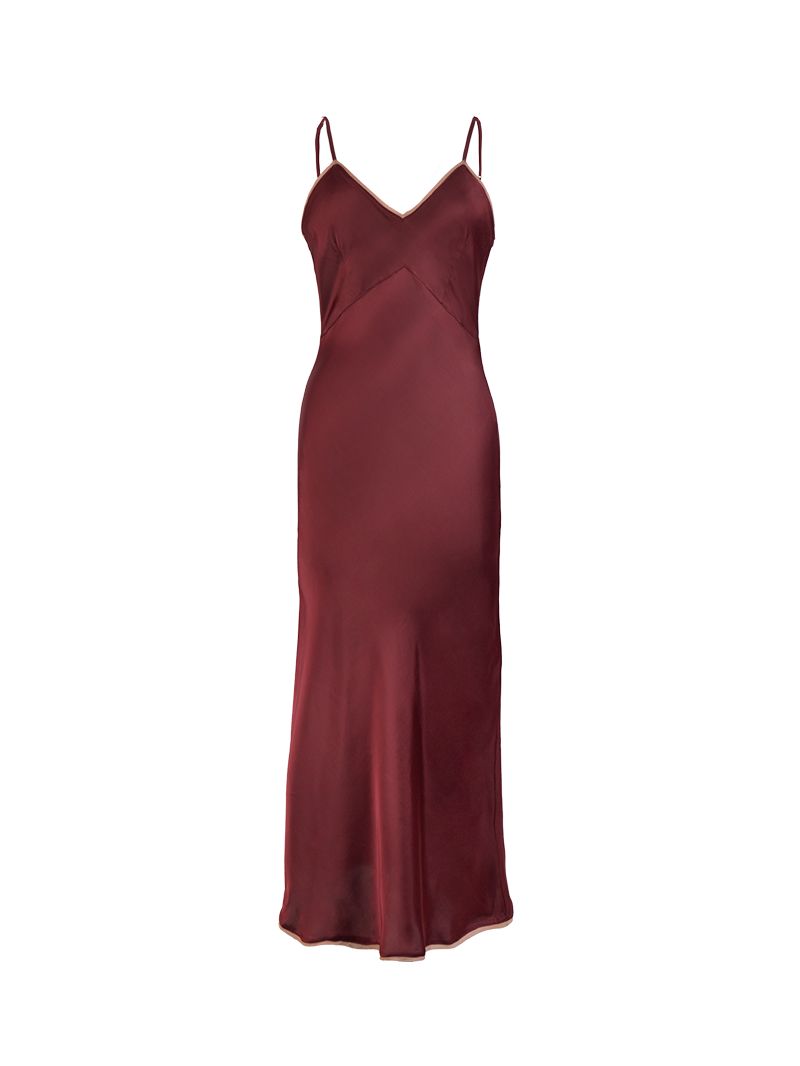 Melody Slip Midi Dress in Wine color - ghost front view