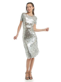 Venus Midi Dress - Elegant Charcoal with Translucent Sequins