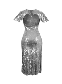 Venus Midi Dress - Elegant Charcoal with Translucent Sequins