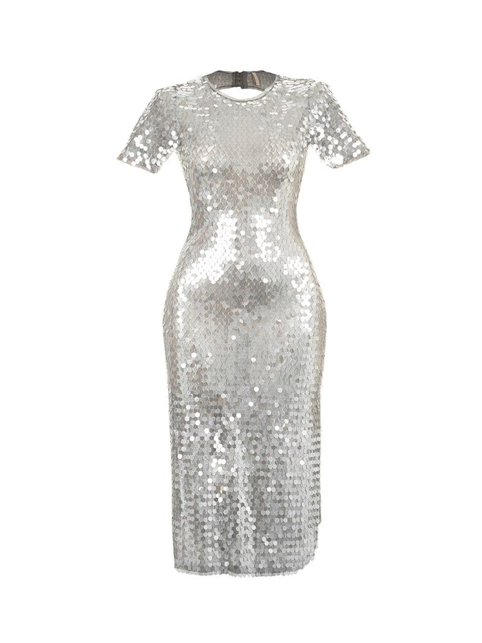Venus Midi Dress Off White – Hand-Beaded Evening Dress