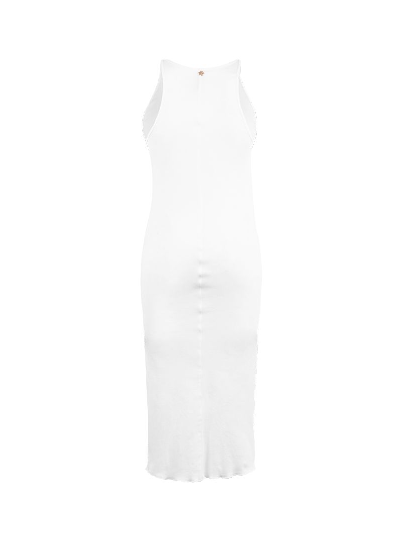 Freya rib midi dress white - ghost back view