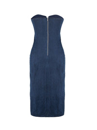 Lada midi dress in blue denim - ghost back view