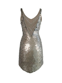 Prague sequin mini dress in taupe - ghost back view