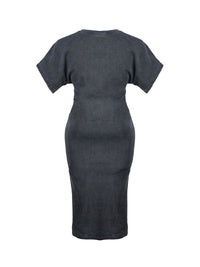 Selu midi dress in grey wash - ghost back view