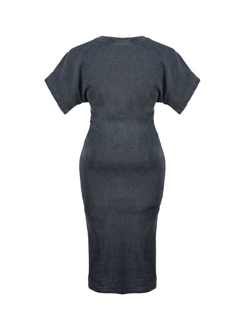 Selu midi dress in grey wash - ghost back view