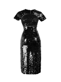 Venus black beaded midi dress - back ghost view