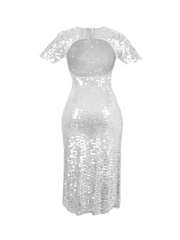 Venus beaded midi dress in off white - ghost front view