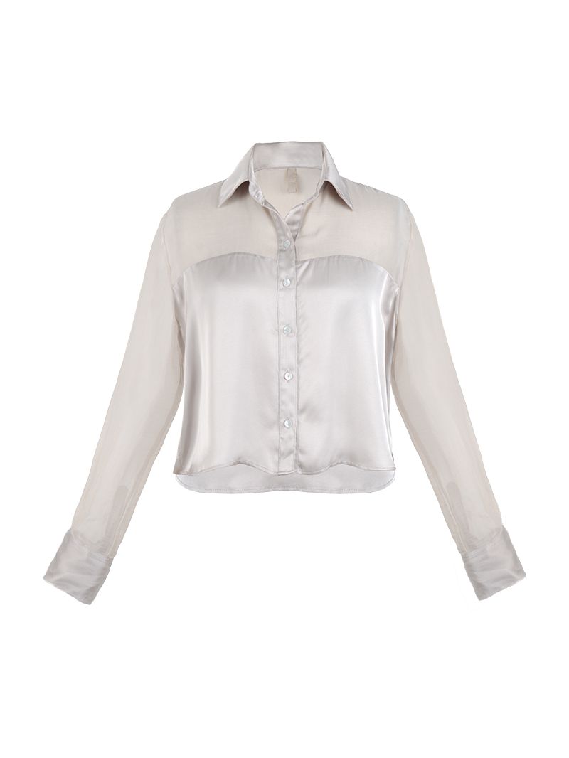 Josie Shirt in Light Grey - ghost front view