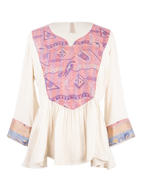 Kali patchwork tunic top - ghost front view