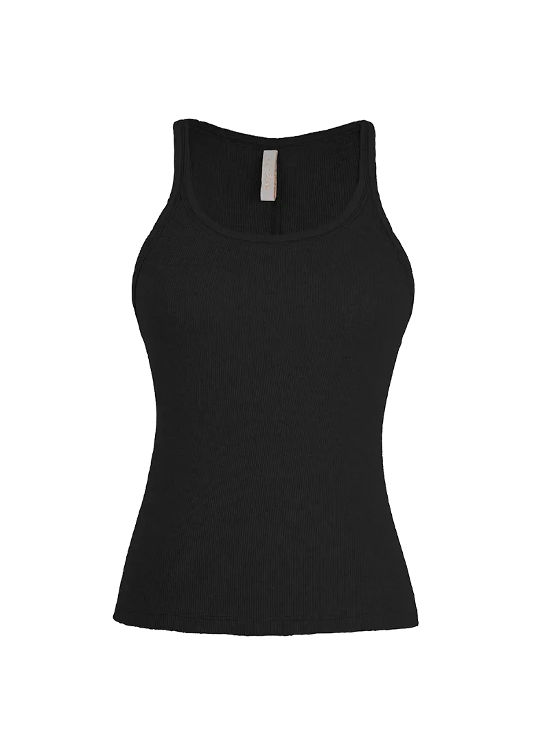 Rib Tank Top Black