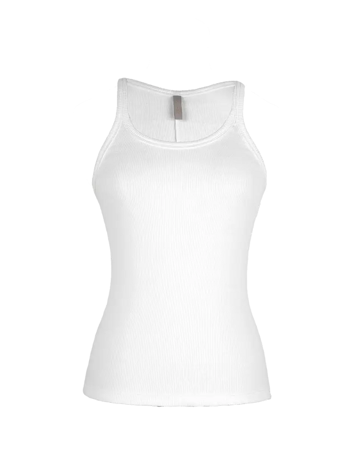 Rib white tank top - ghost front view