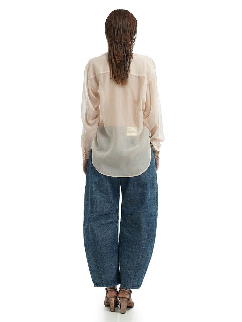 Silk Cotton Shirt in Blush – Back View - Lily Jean