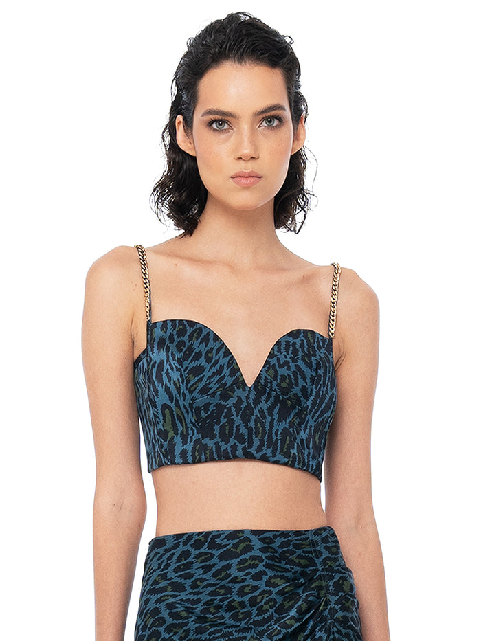 Willow Silk Leopard Bustier Top