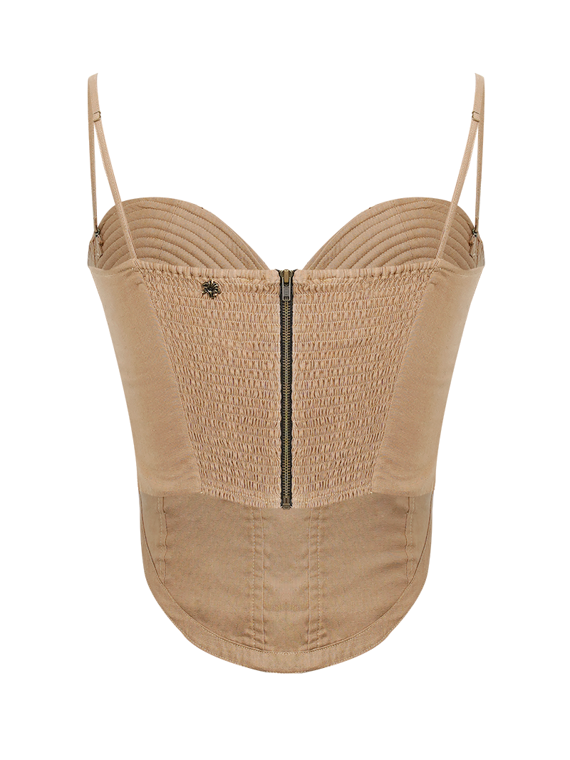 Wood Bustier Top