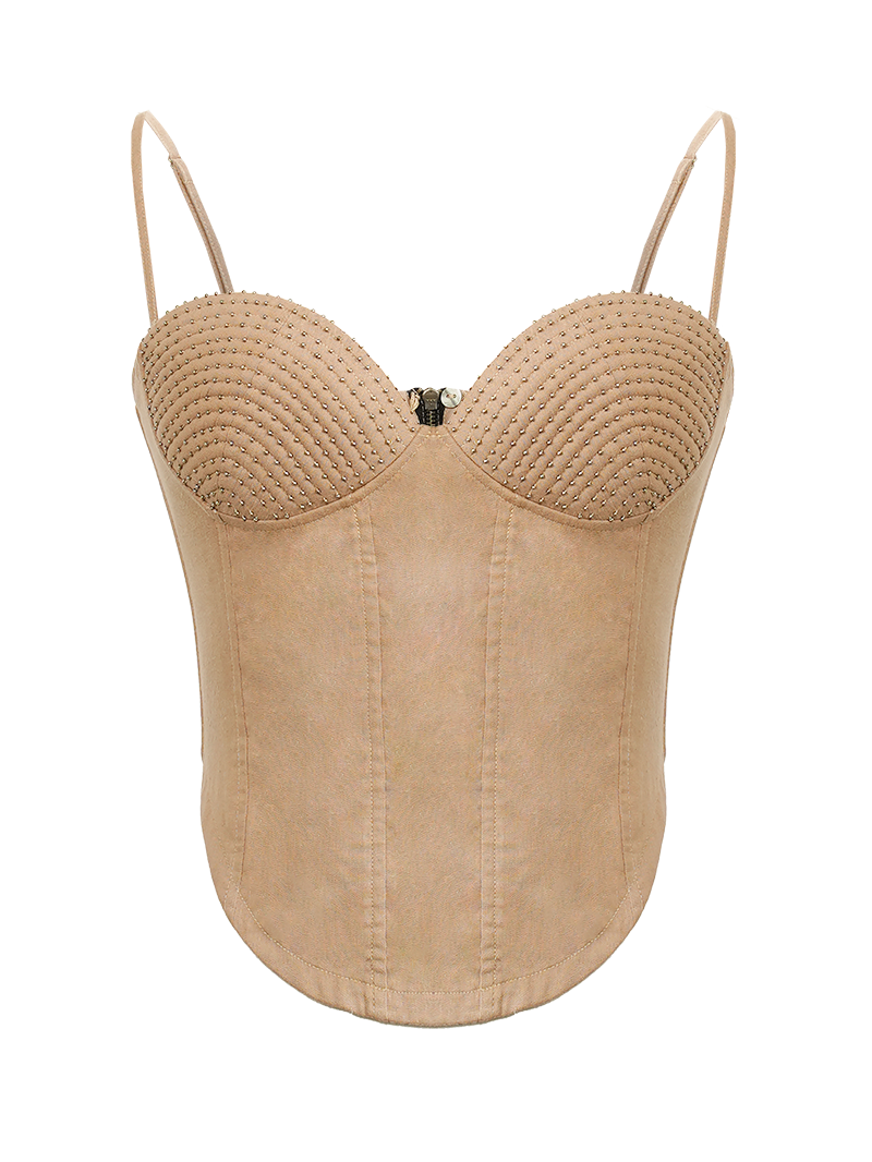 Wood Bustier Top