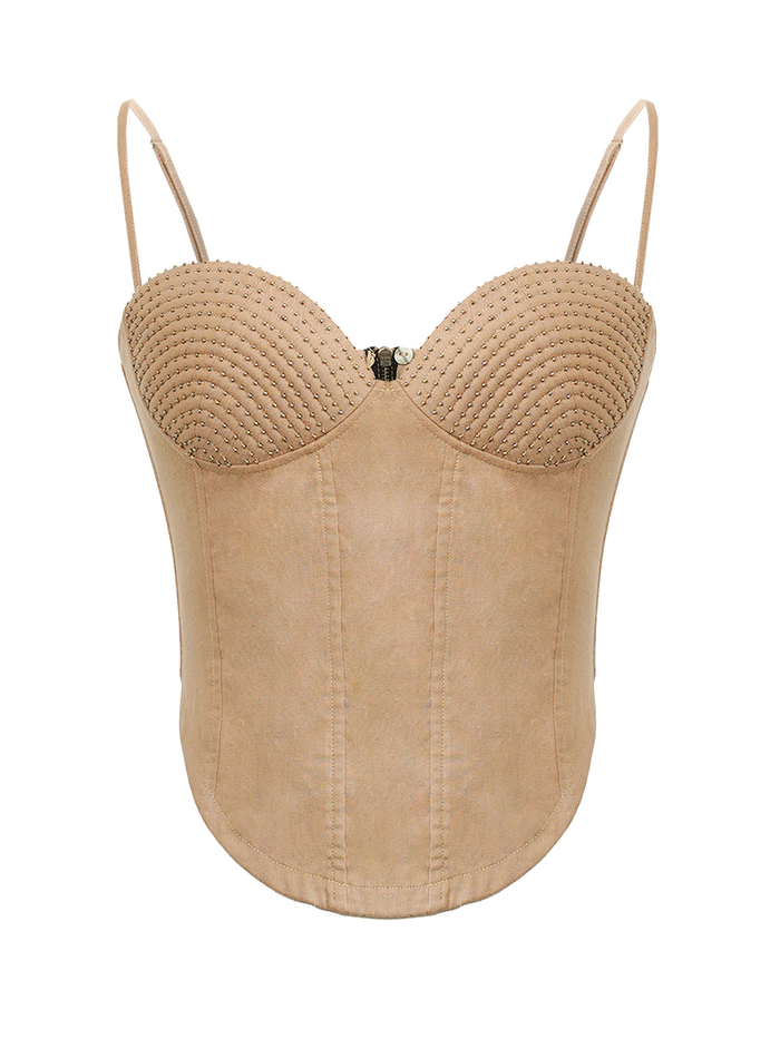 Wood Bustier Top