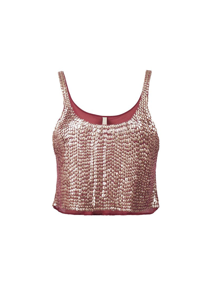 Hora Beaded Mini Top in Wine - Ghost Front View