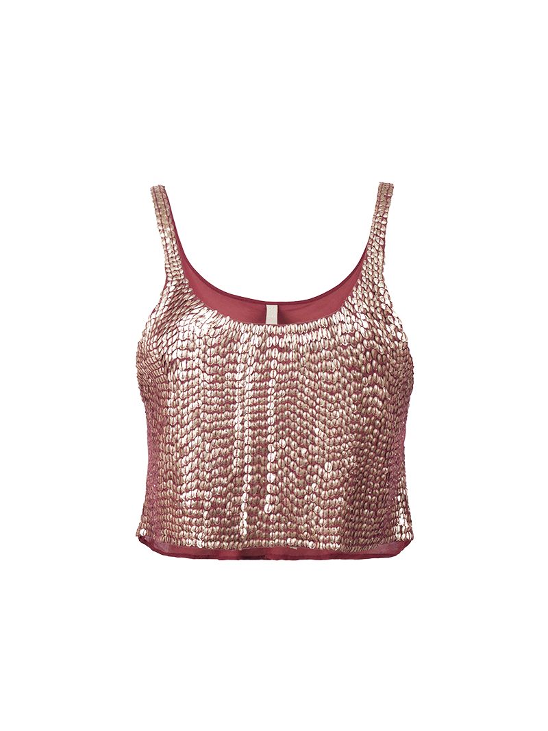 Hora Beaded Mini Top in Wine - Ghost Front View