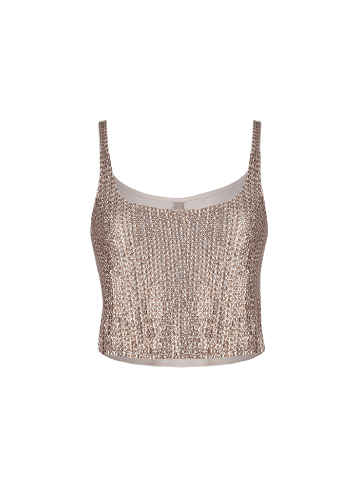 Hornet Beaded Top in Blush color - ghost front view