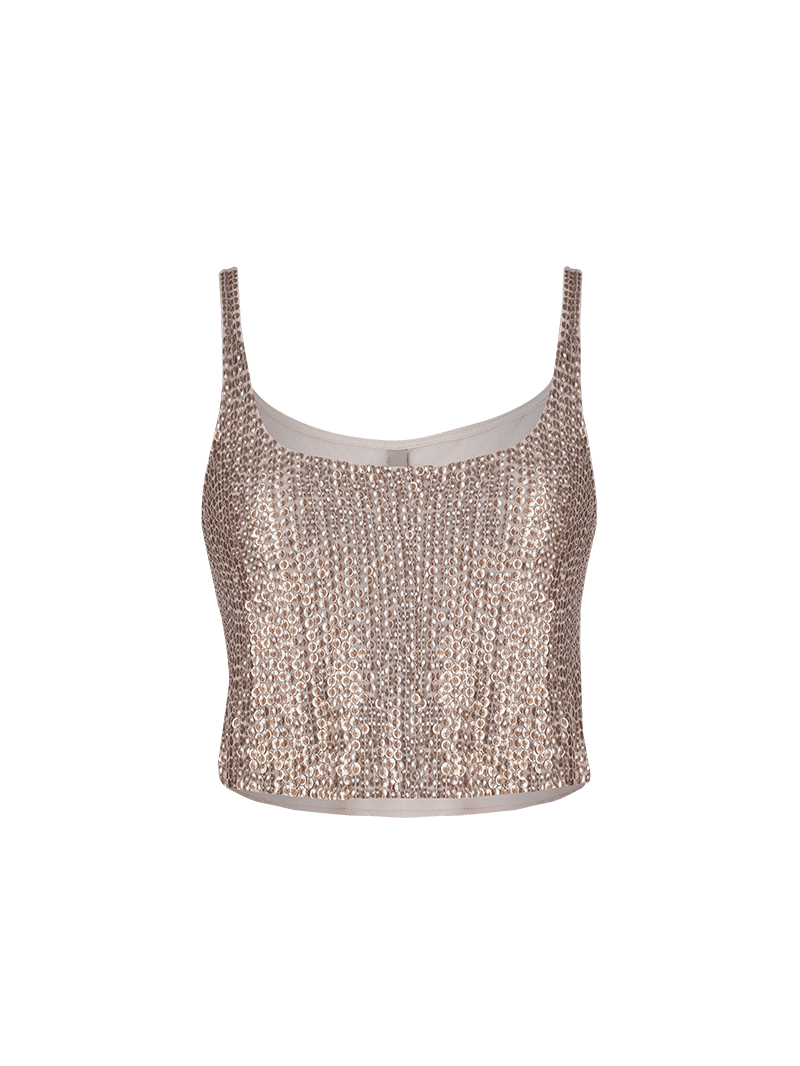 Hornet Beaded Top in Blush color - ghost front view