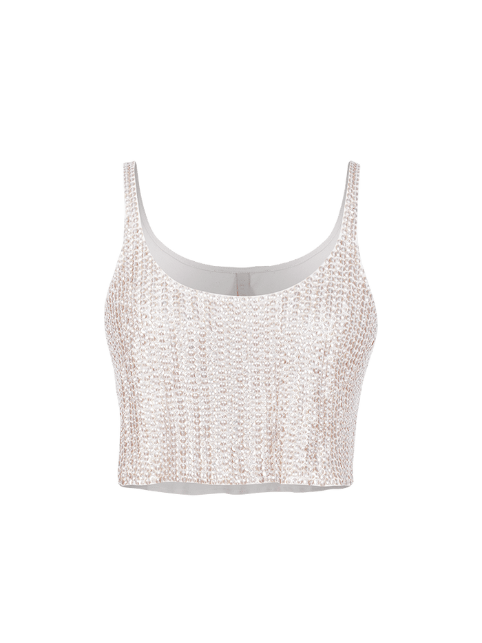 Hornet Beaded Top in Titanium color - ghost front view