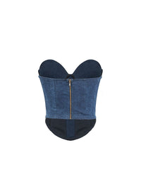 Joplin bustier in blue denim - ghost back view