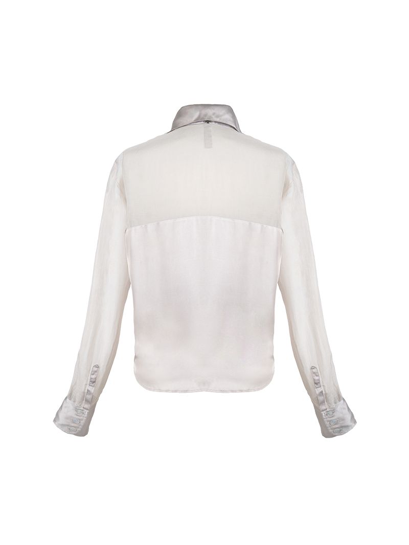 Josie top in light grey - ghost back view