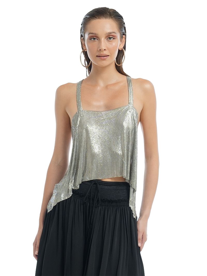 Lame Metal Cross Top
