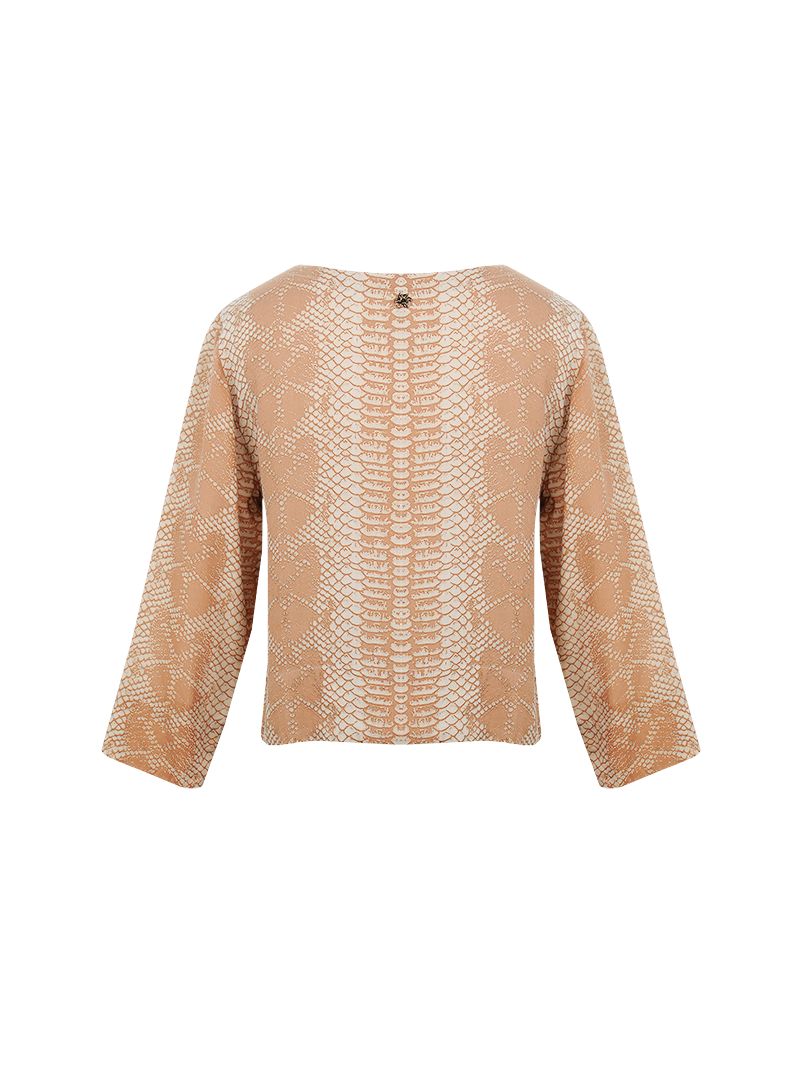 Oya top in taupe snake print - ghost back view