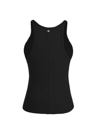 Rib black tank top - ghost back view
