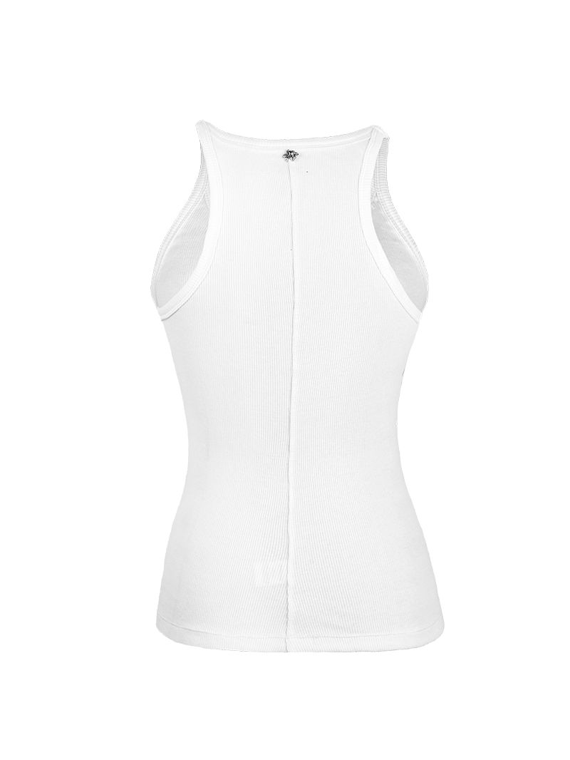 Rib white tank top - ghost back view