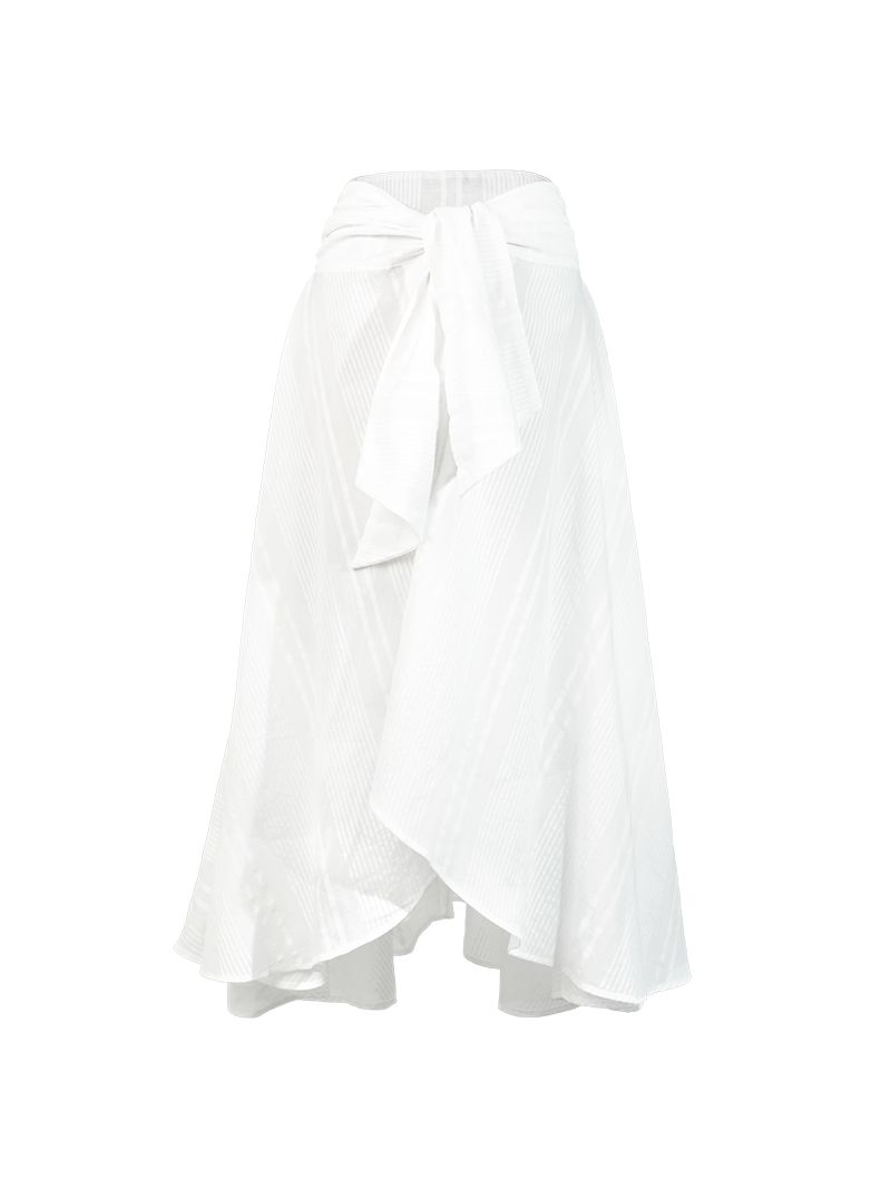 Oze midi skirt in white - ghost front view