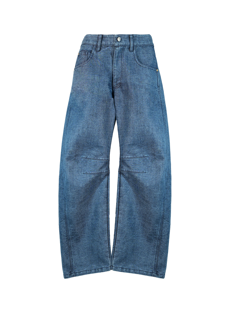 Snap Jeans Pants - ghost front view, handcrafted in Lily Jean's atelier in Bali