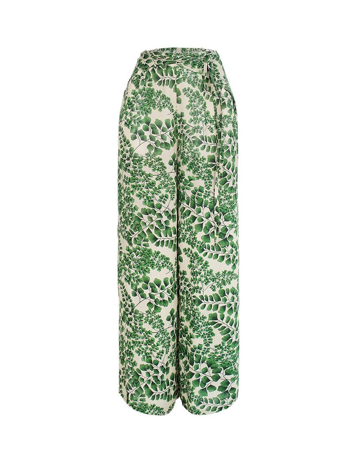 Wrap Pants in Fern Print