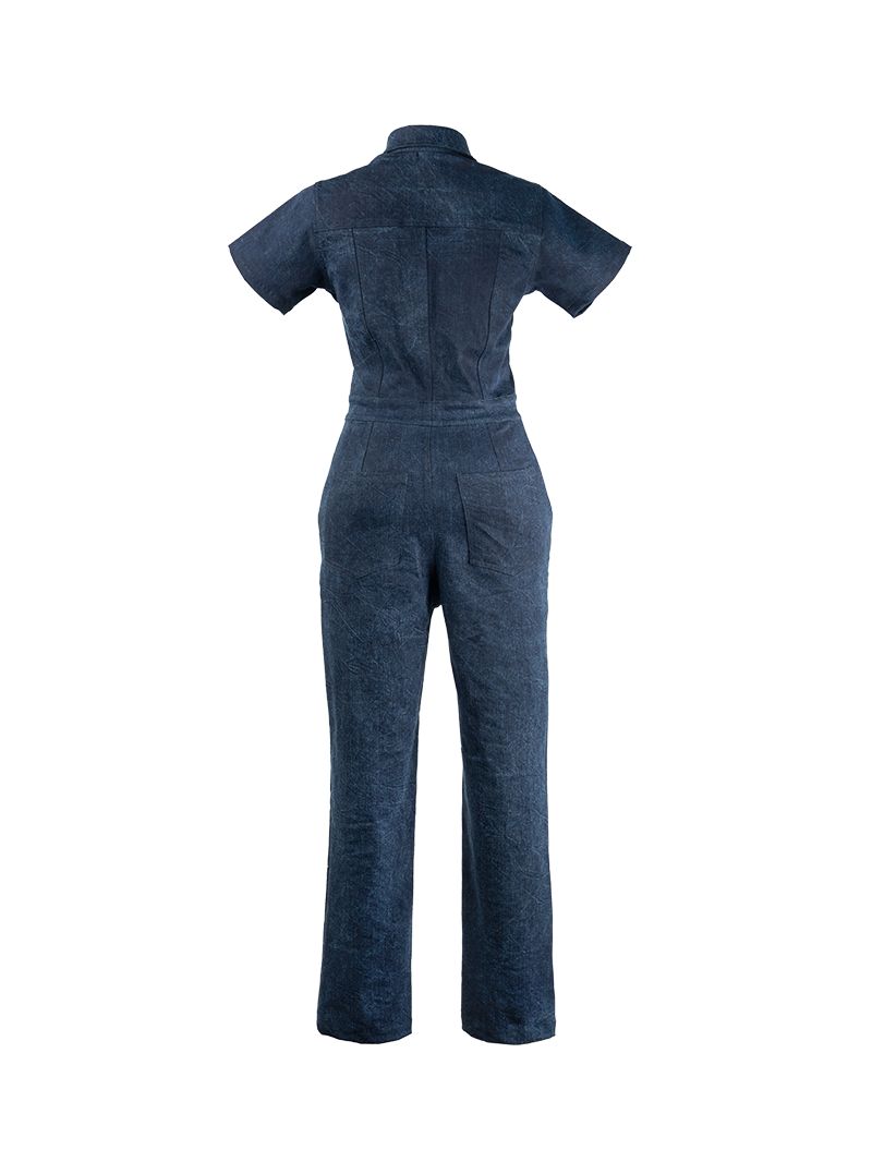 Dash jumpsuit in blue denim - ghost back view
