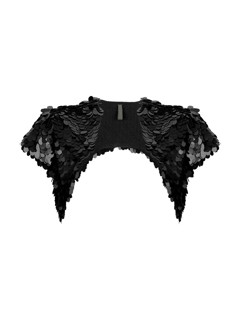 Armour sequin vest in black - ghost front view