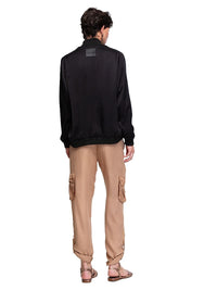 Bomber Jacket - Black and Camel Elegance