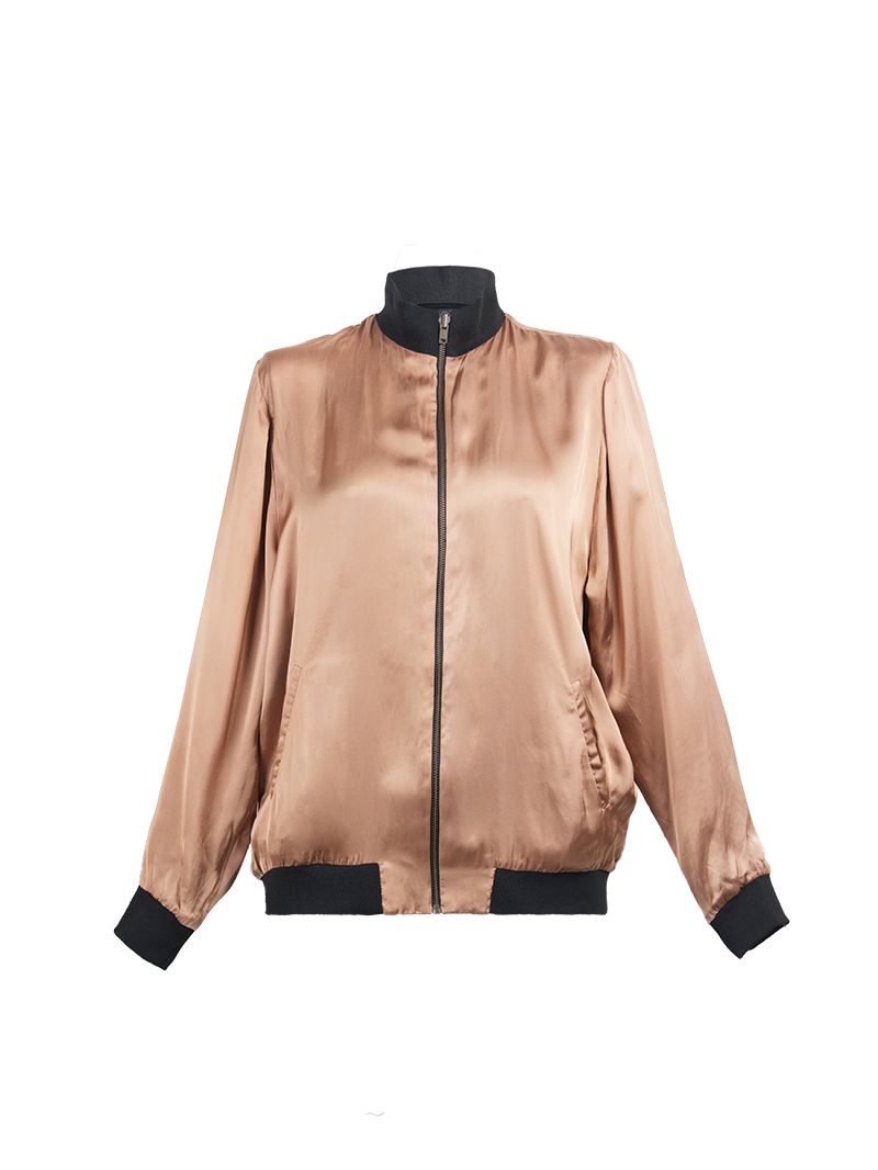 Bomber Jacket - Black and Camel Elegance