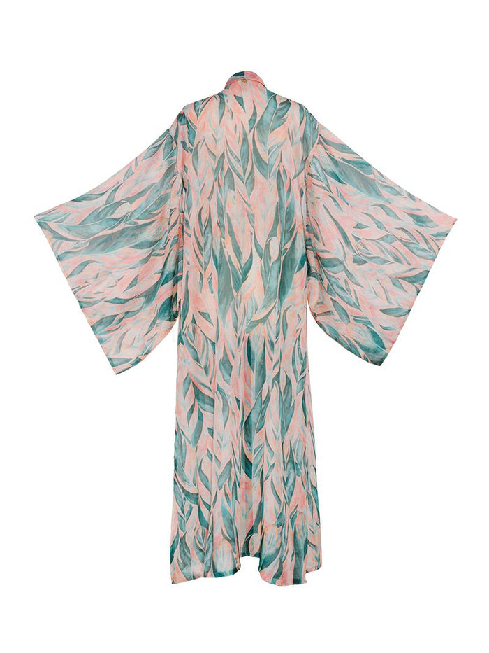 Kyoto Maxi Kimono in Never-Never Print - Ghost Back View
